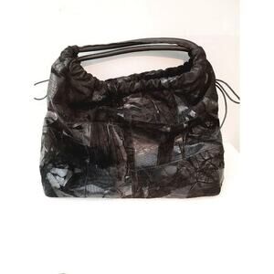 Alfredo Picchi Handbag Leather Patchwork Suede Italian Hobo Black Medium